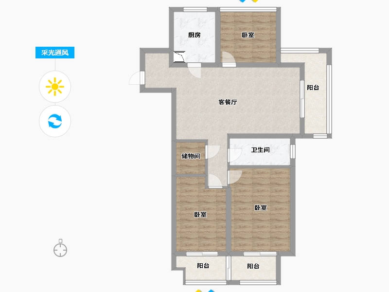 江苏省-苏州市-万科胥江城市花园-90.00-户型库-采光通风