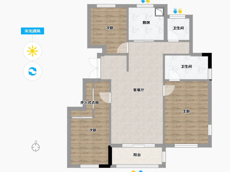 江苏省-徐州市-田昌华府-87.68-户型库-采光通风