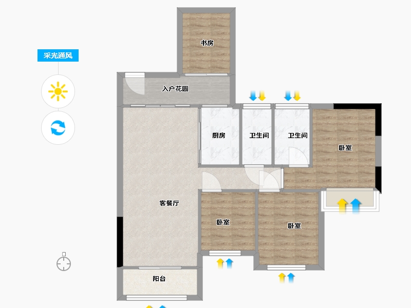 广西壮族自治区-玉林市-喜润金域悦府-87.00-户型库-采光通风