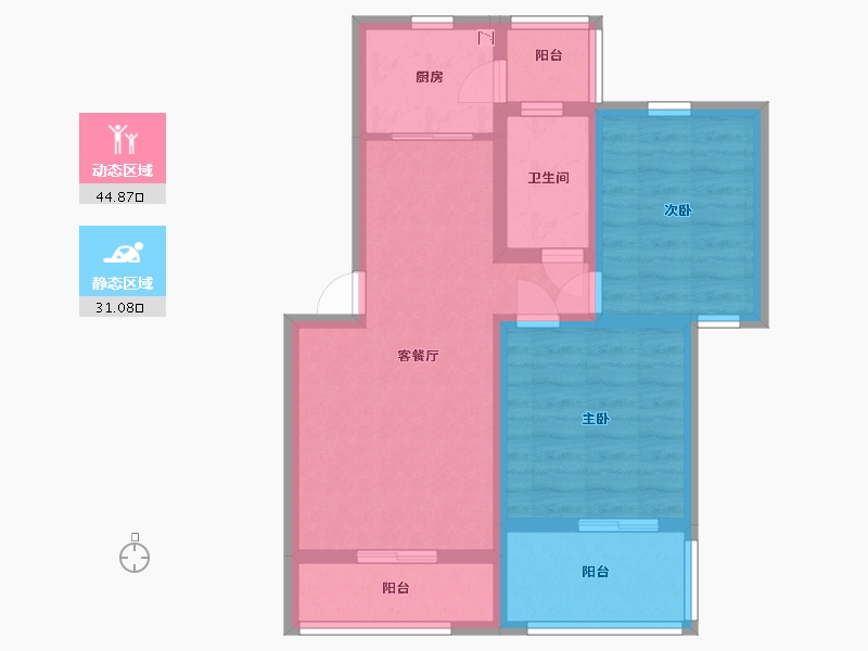 江苏省-苏州市-华园丽都阳光-66.40-户型库-动静分区