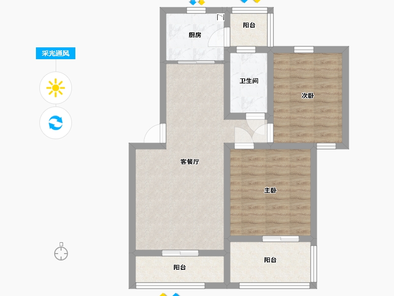 江苏省-苏州市-华园丽都阳光-66.40-户型库-采光通风