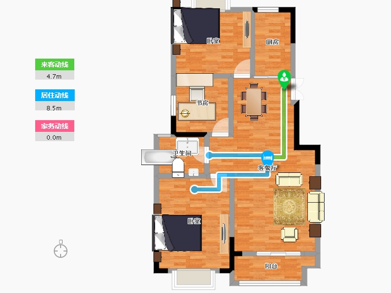 江苏省-南京市-御沁园三期-89.00-户型库-动静线