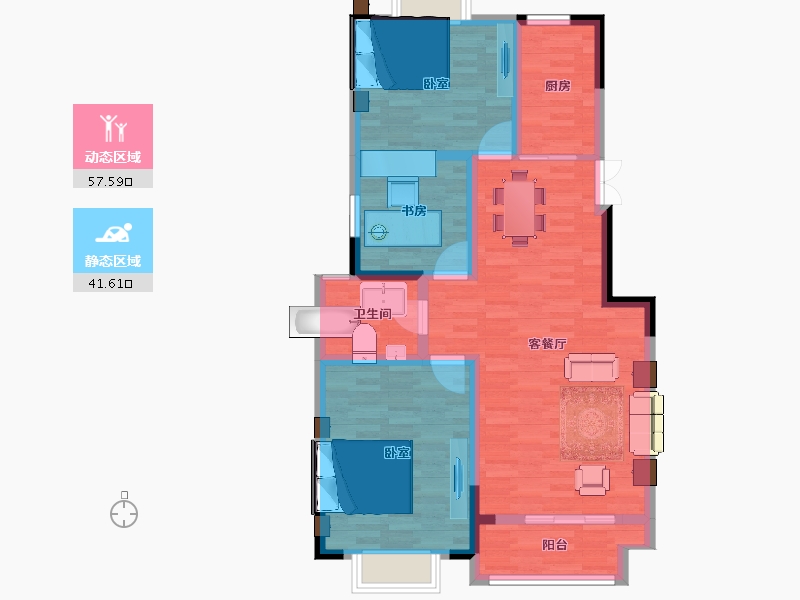 江苏省-南京市-御沁园三期-89.00-户型库-动静分区