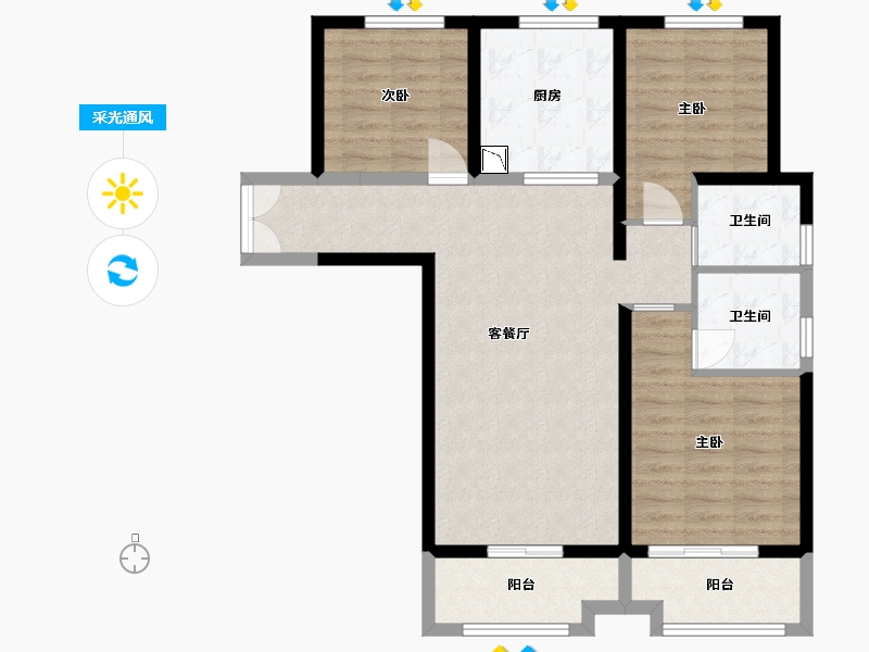 甘肃省-兰州市-兰州金城中心-88.71-户型库-采光通风