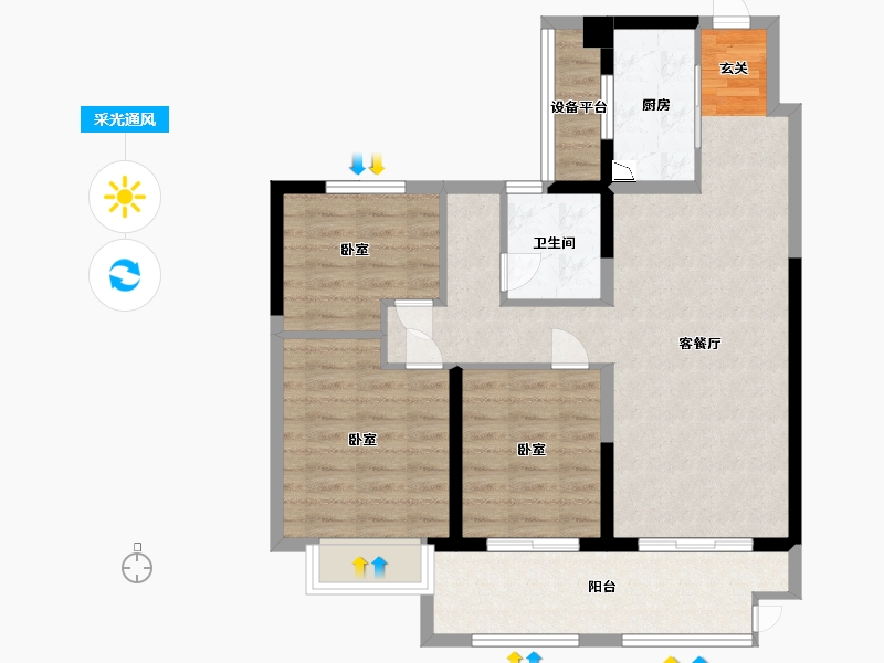 江苏省-常州市-新城华宇悦隽公馆-83.00-户型库-采光通风