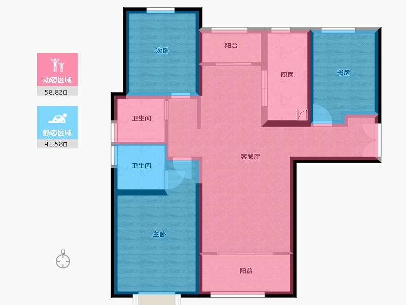 甘肃省-兰州市-银河国际居住区三期-88.83-户型库-动静分区