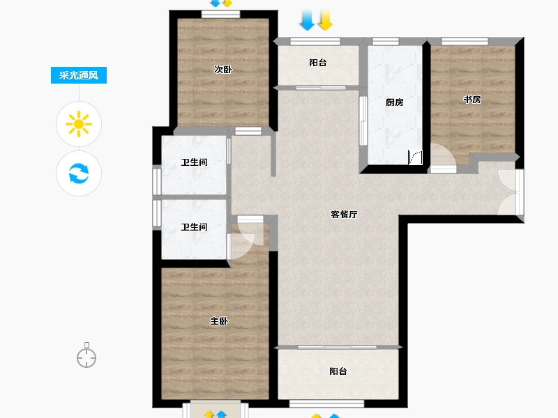 甘肃省-兰州市-银河国际居住区三期-88.83-户型库-采光通风