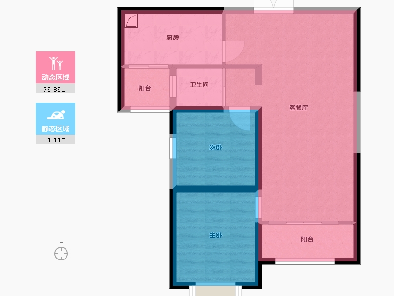 甘肃省-兰州市-银河国际居住区三期-66.95-户型库-动静分区