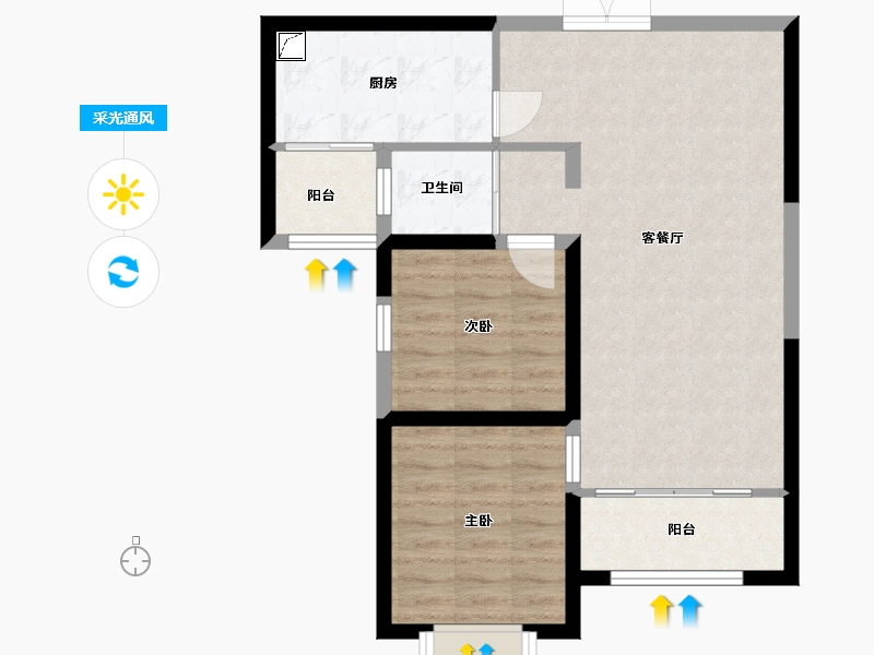 甘肃省-兰州市-银河国际居住区三期-66.95-户型库-采光通风