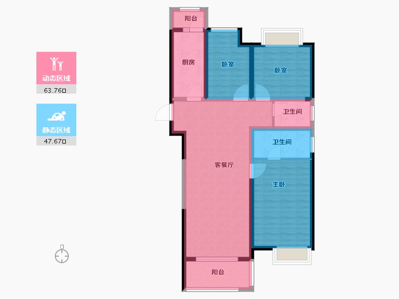 陕西省-西安市-天地源大都会-98.98-户型库-动静分区