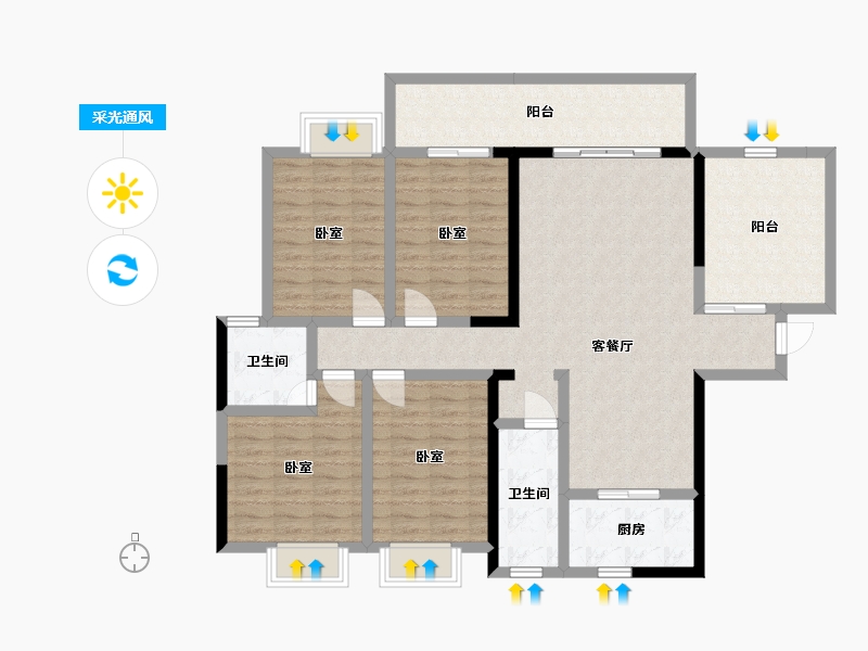 广西壮族自治区-玉林市-兴业阳光新城-122.36-户型库-采光通风