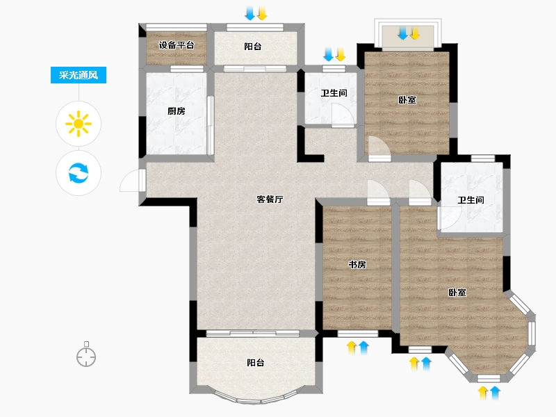 江西省-抚州市-汇丰·瀚林苑-103.01-户型库-采光通风