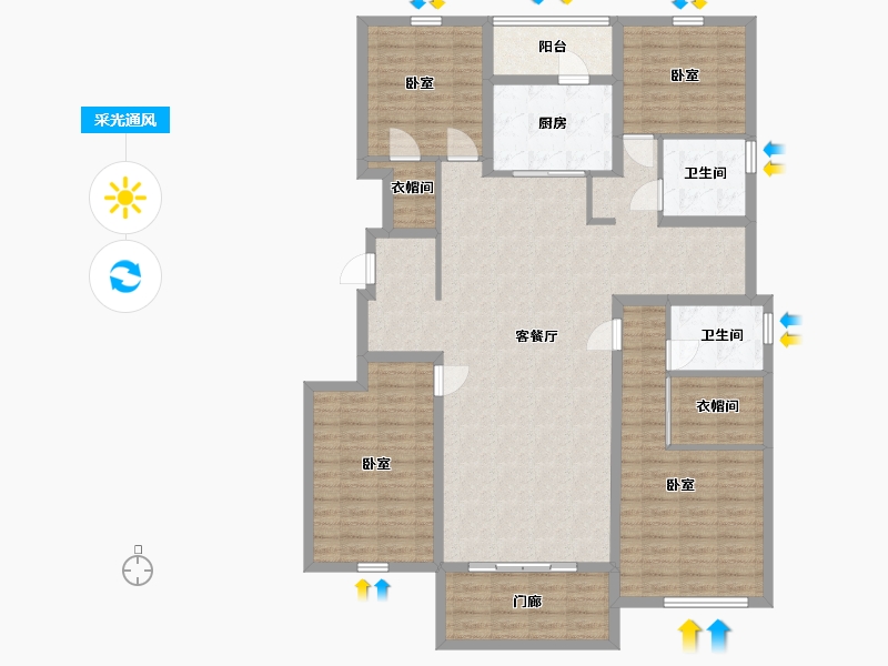 山西省-太原市-怡和天润园-141.77-户型库-采光通风