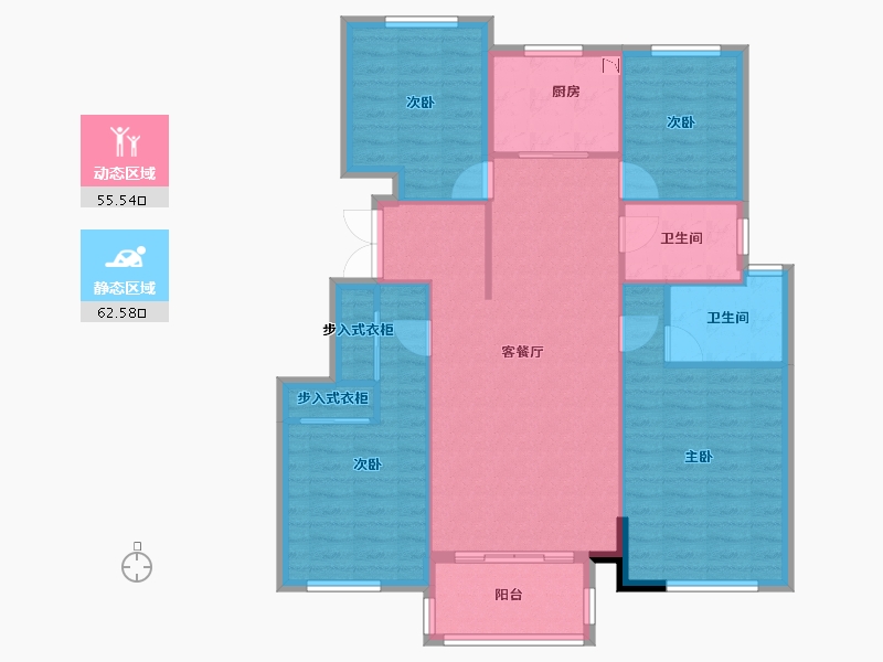 江苏省-徐州市-田昌华府-107.46-户型库-动静分区