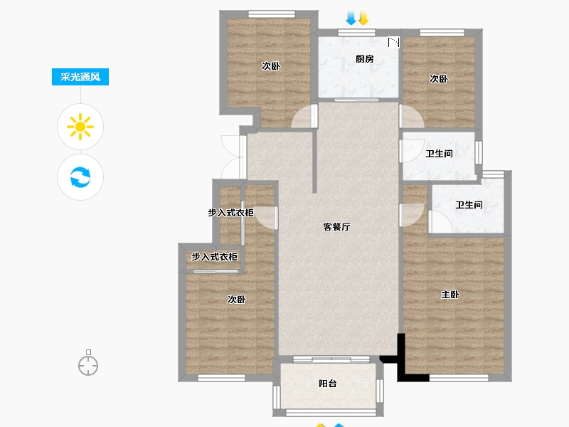 江苏省-徐州市-田昌华府-107.46-户型库-采光通风