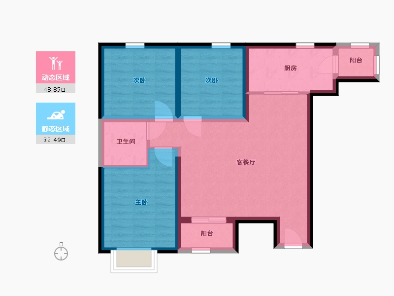 陕西省-西安市-林河世家-72.04-户型库-动静分区