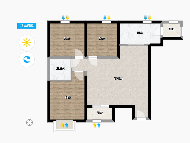 陕西省-西安市-林河世家-72.04-户型库-采光通风