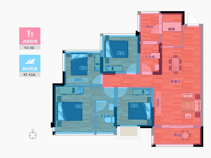 四川省-南充市-御景台-84.09-户型库-动静分区