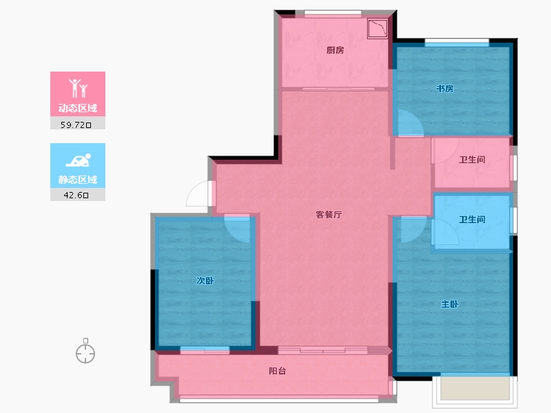 陕西省-榆林市-阳光紫郡-91.57-户型库-动静分区