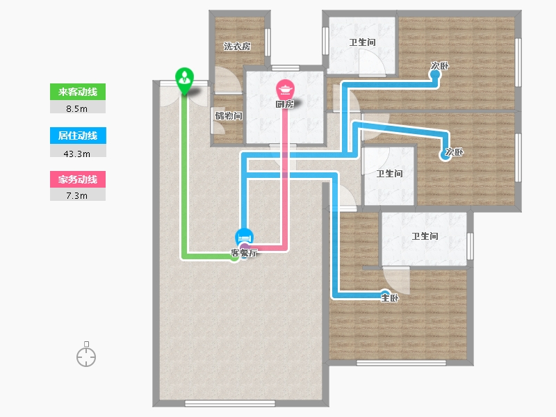 陕西省-西安市-豪享来温德姆至尊公寓-182.01-户型库-动静线