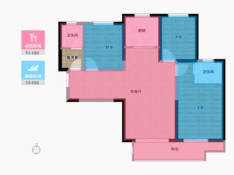 陕西省-西安市-鑫苑·又一程臻境-85.99-户型库-动静分区