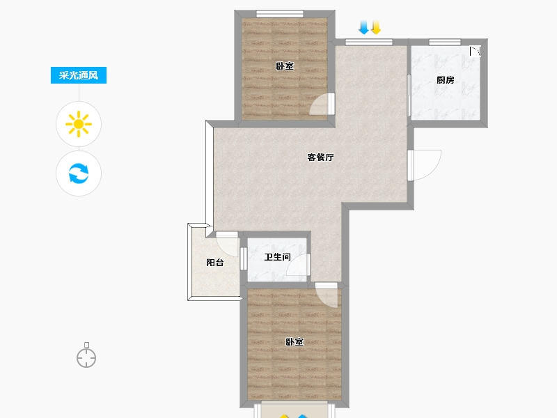 辽宁省-葫芦岛市-利源帝景-71.40-户型库-采光通风