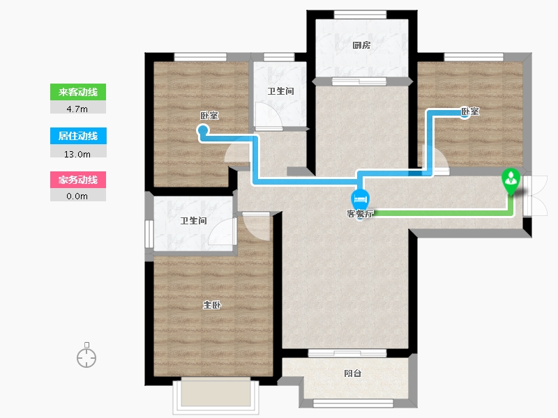 陕西省-西安市-鑫苑·又一程臻境-82.25-户型库-动静线