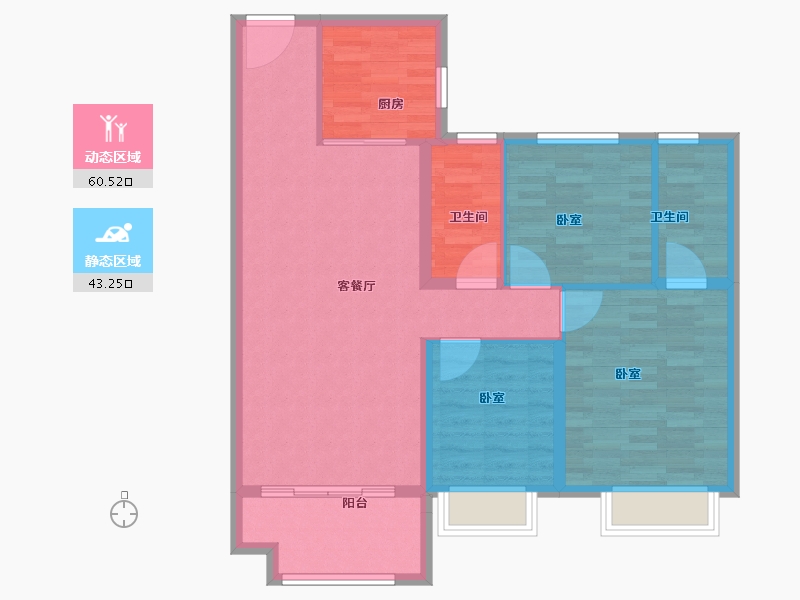 甘肃省-兰州市-碧桂园公园上城-94.00-户型库-动静分区