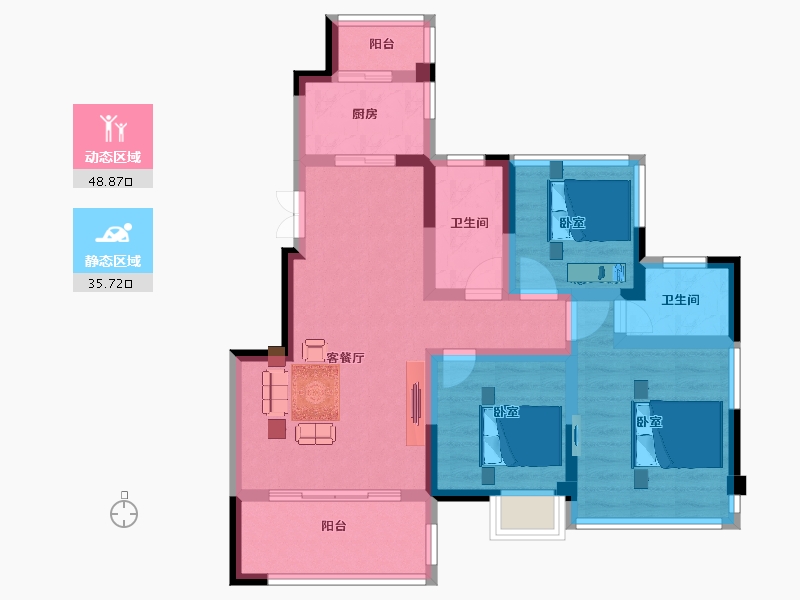 四川省-南充市-御景台-73.76-户型库-动静分区