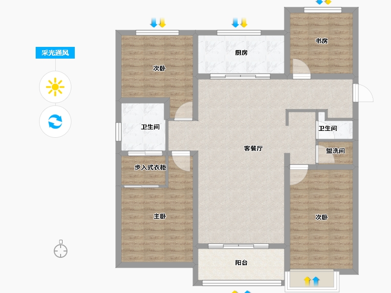 陕西省-榆林市-易信·春风棠樾-114.93-户型库-采光通风