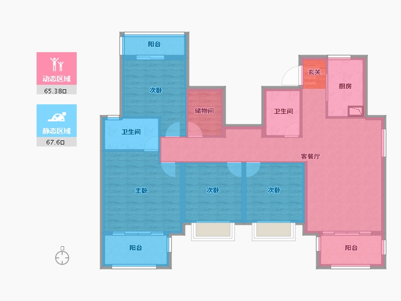 江苏省-南京市-固城湖金茂逸墅-119.01-户型库-动静分区