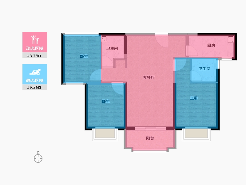 陕西省-西安市-鑫苑·又一程臻境-78.20-户型库-动静分区