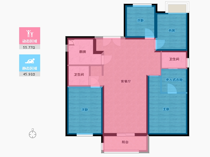 甘肃省-兰州市-文鑫时代星空-90.00-户型库-动静分区