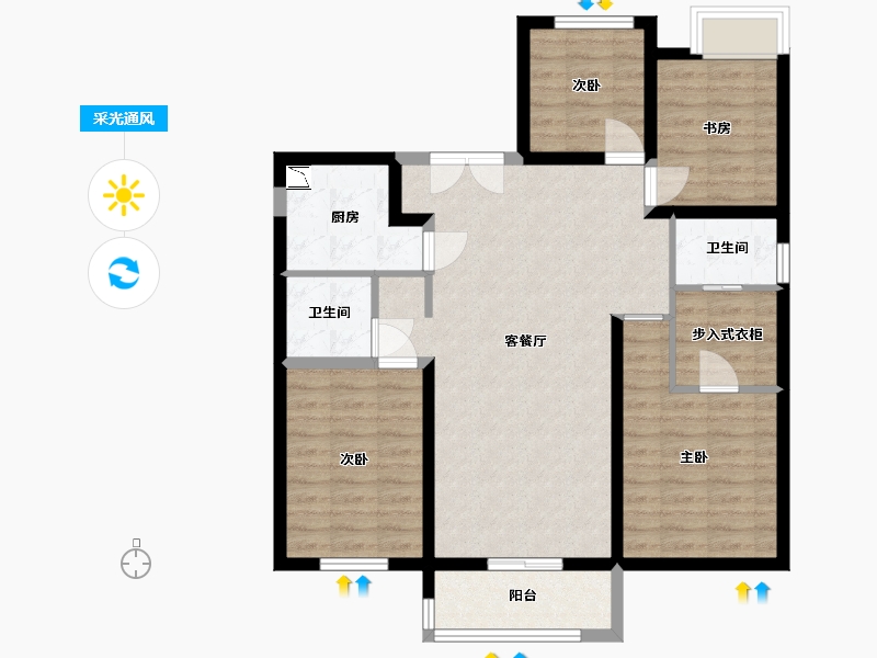 甘肃省-兰州市-文鑫时代星空-90.00-户型库-采光通风