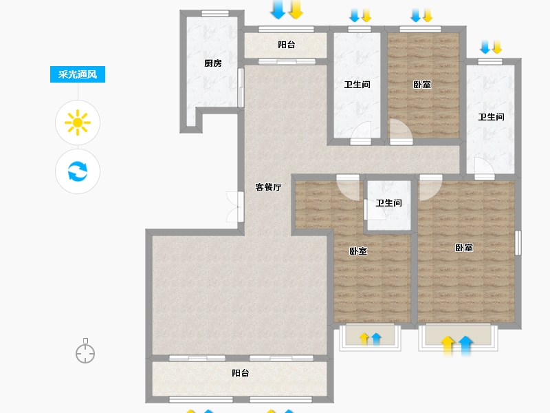 陕西省-西安市-天地源大都会-142.05-户型库-采光通风