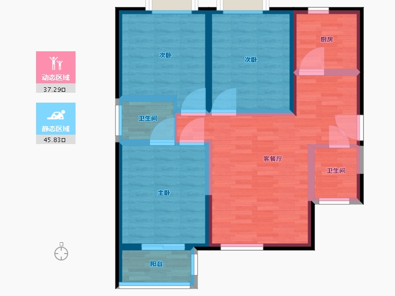 陕西省-西安市-智慧公馆-73.26-户型库-动静分区