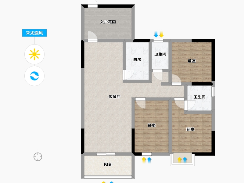 广西壮族自治区-玉林市-裕达壹号城-102.63-户型库-采光通风