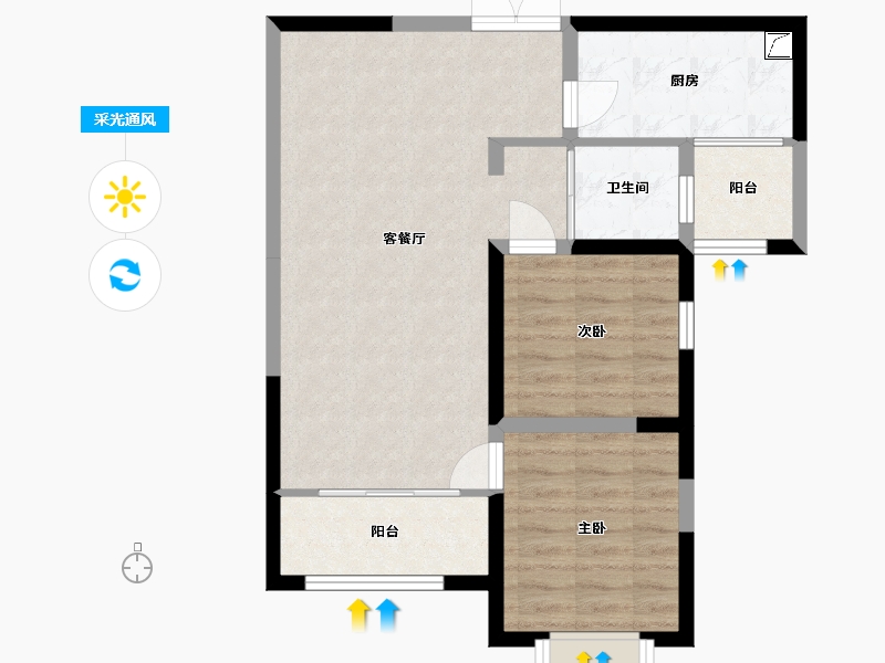 甘肃省-兰州市-银河国际居住区三期-67.39-户型库-采光通风