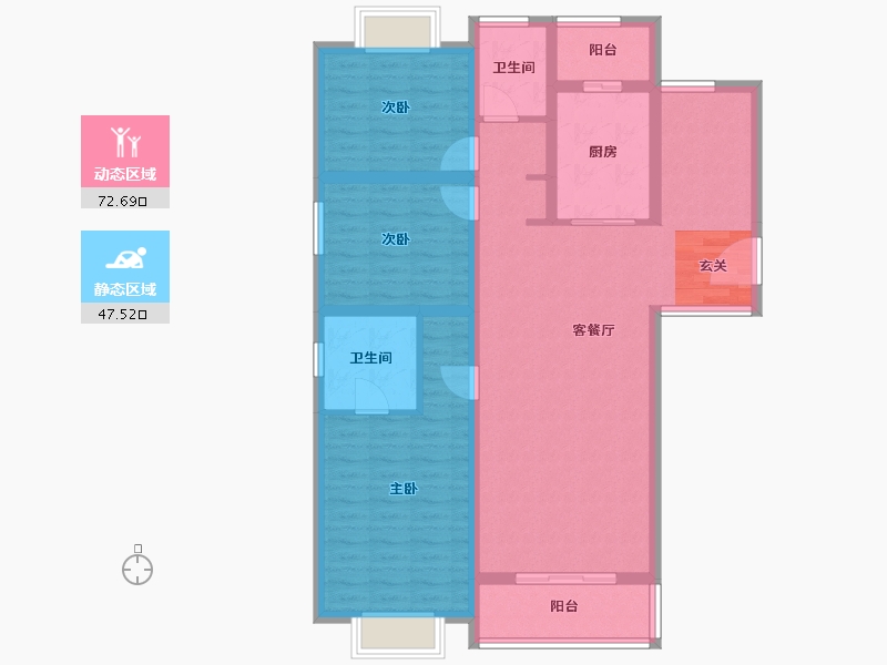 云南省-昆明市-恒泰滇池名门-107.25-户型库-动静分区