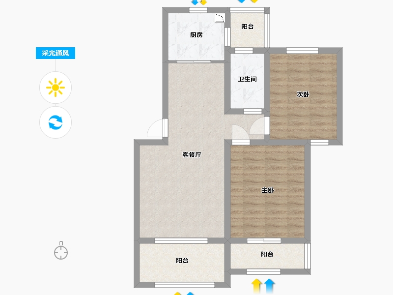 江苏省-苏州市-华园丽都阳光-71.21-户型库-采光通风