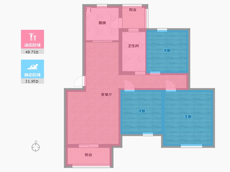 江苏省-苏州市-华园丽都阳光-70.40-户型库-动静分区