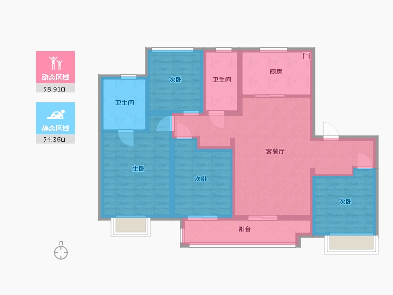 江苏省-苏州市-万科苏高新四季风景花园-99.99-户型库-动静分区