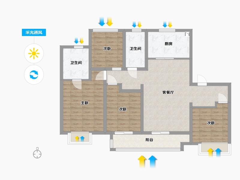 江苏省-苏州市-万科苏高新四季风景花园-99.99-户型库-采光通风