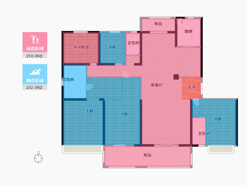 甘肃省-兰州市-兰州碧桂园三期文璟城-229.61-户型库-动静分区