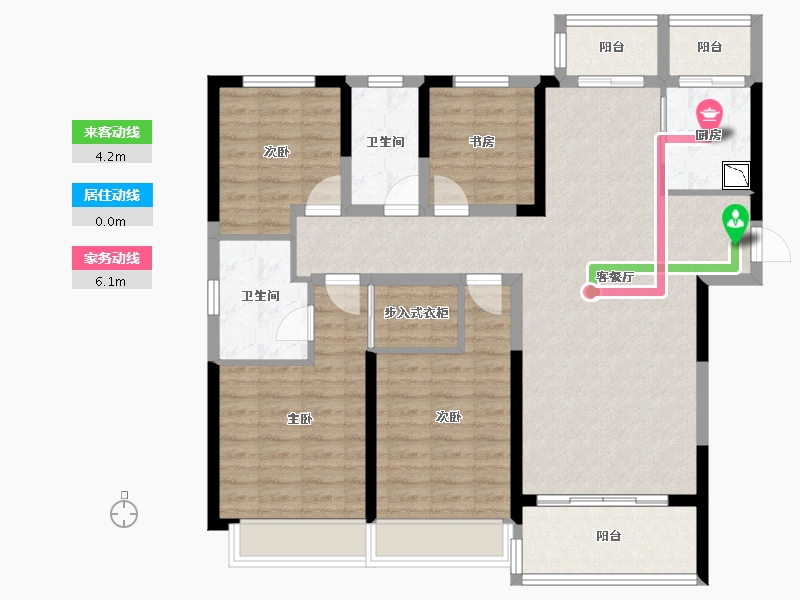 陕西省-榆林市-榆林壹号院-113.69-户型库-动静线