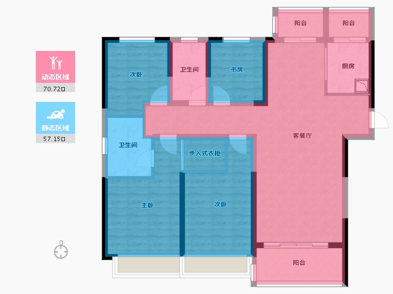 陕西省-榆林市-榆林壹号院-113.69-户型库-动静分区