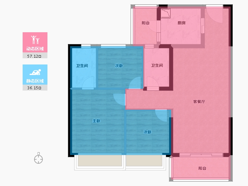 江苏省-南京市-碧桂园凤凰城-83.00-户型库-动静分区