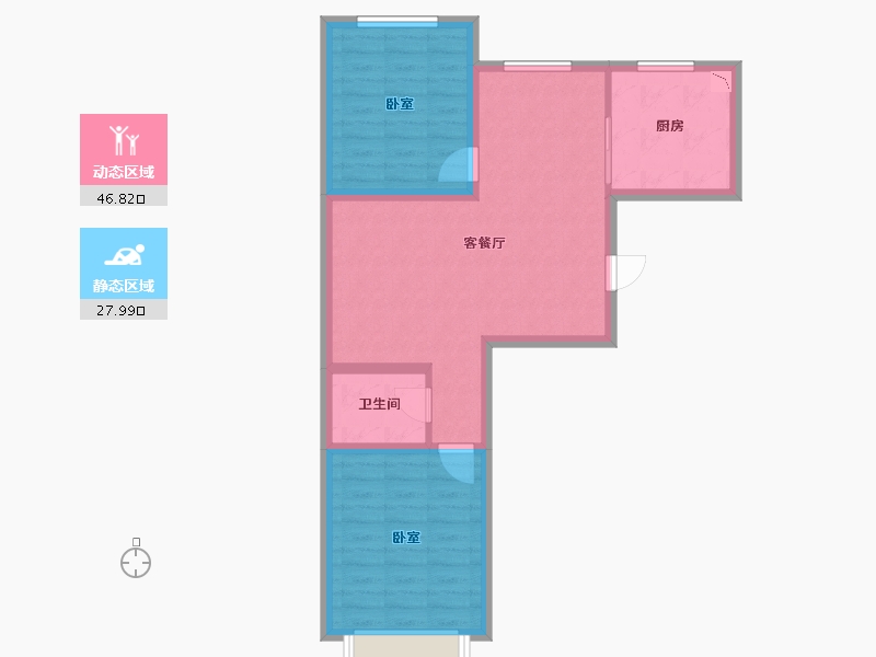 辽宁省-葫芦岛市-利源帝景-66.76-户型库-动静分区