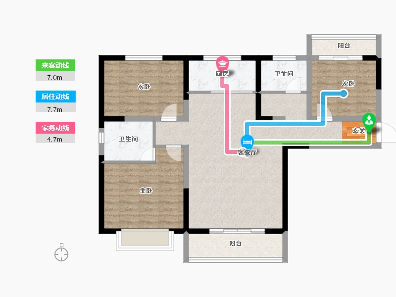 陕西省-宝鸡市-金色米兰-95.00-户型库-动静线