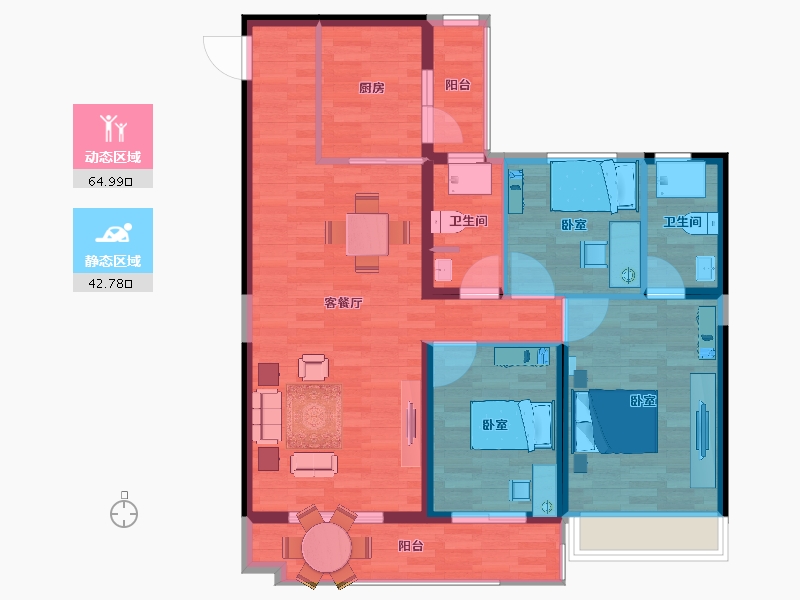 陕西省-西安市-碧桂园锦唐-97.29-户型库-动静分区